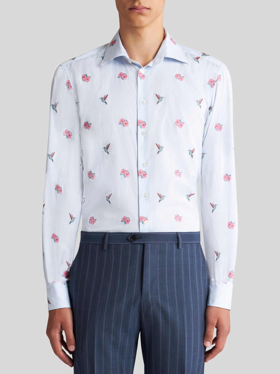 STRIPED AND JACQUARD-PATTERNED SHIRT - 2