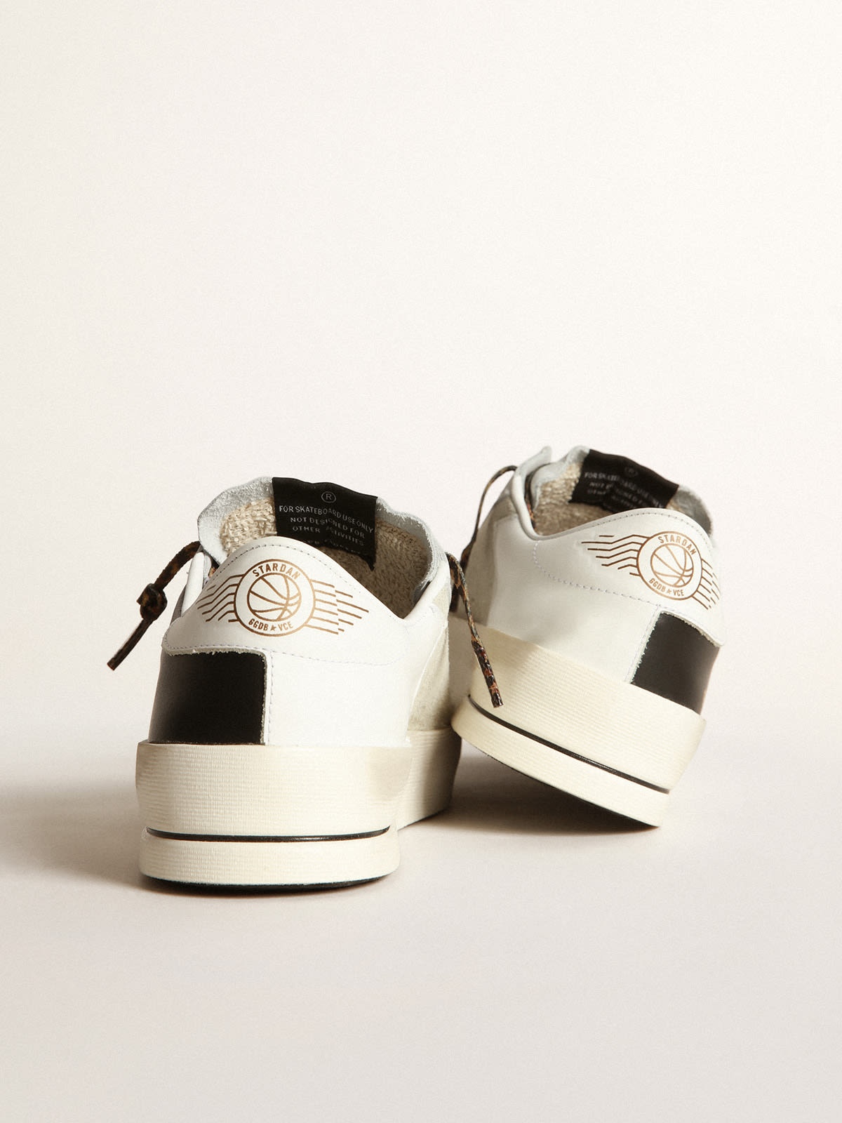 Stardan LTD sneakers in black and white leather with yellowed-effect transparent PVC star - 4