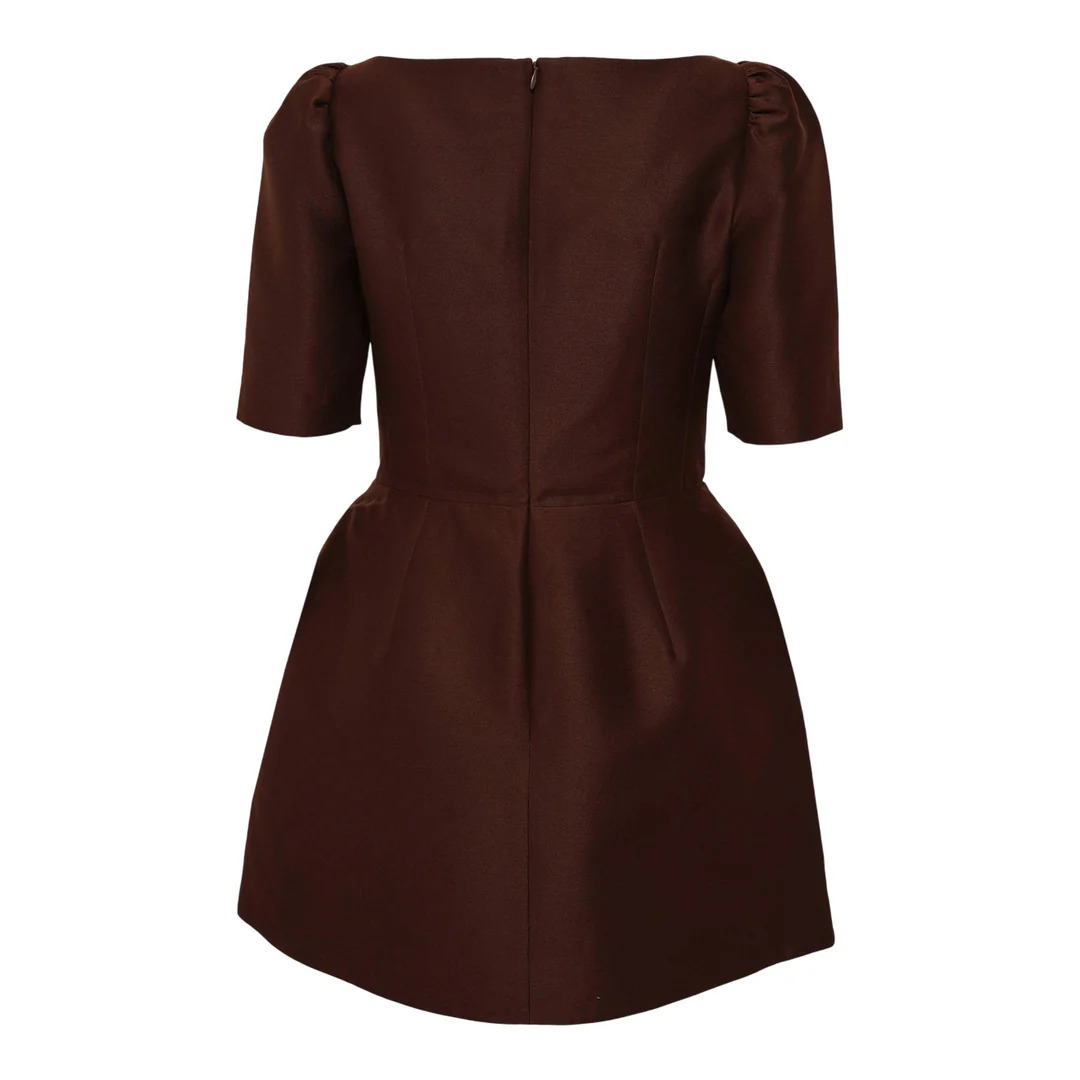 V-Neck Bow Mid-Sleeve Dress - 2