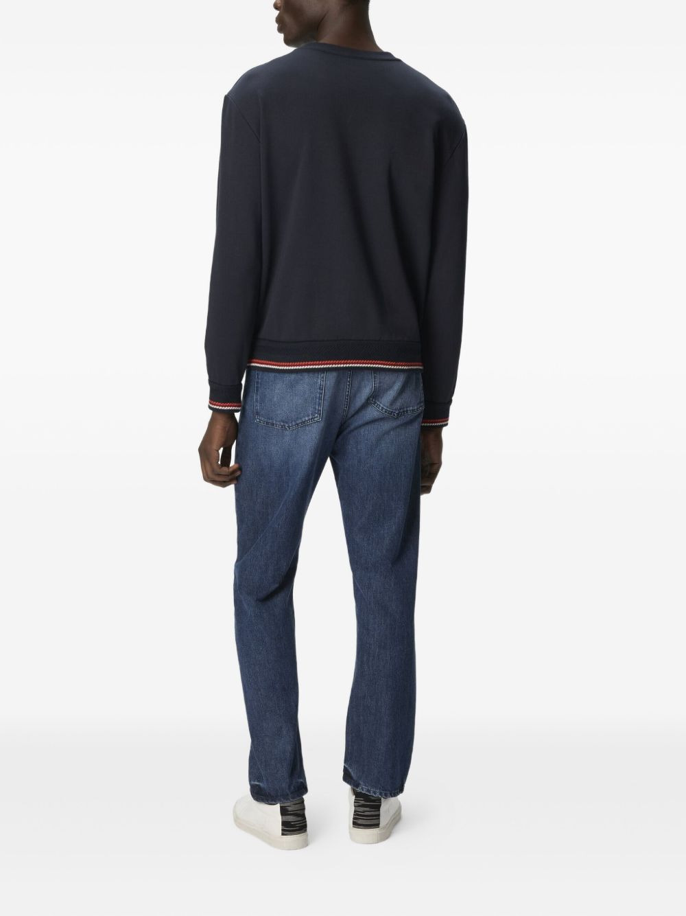 embroidered-trim crew-neck sweater - 3