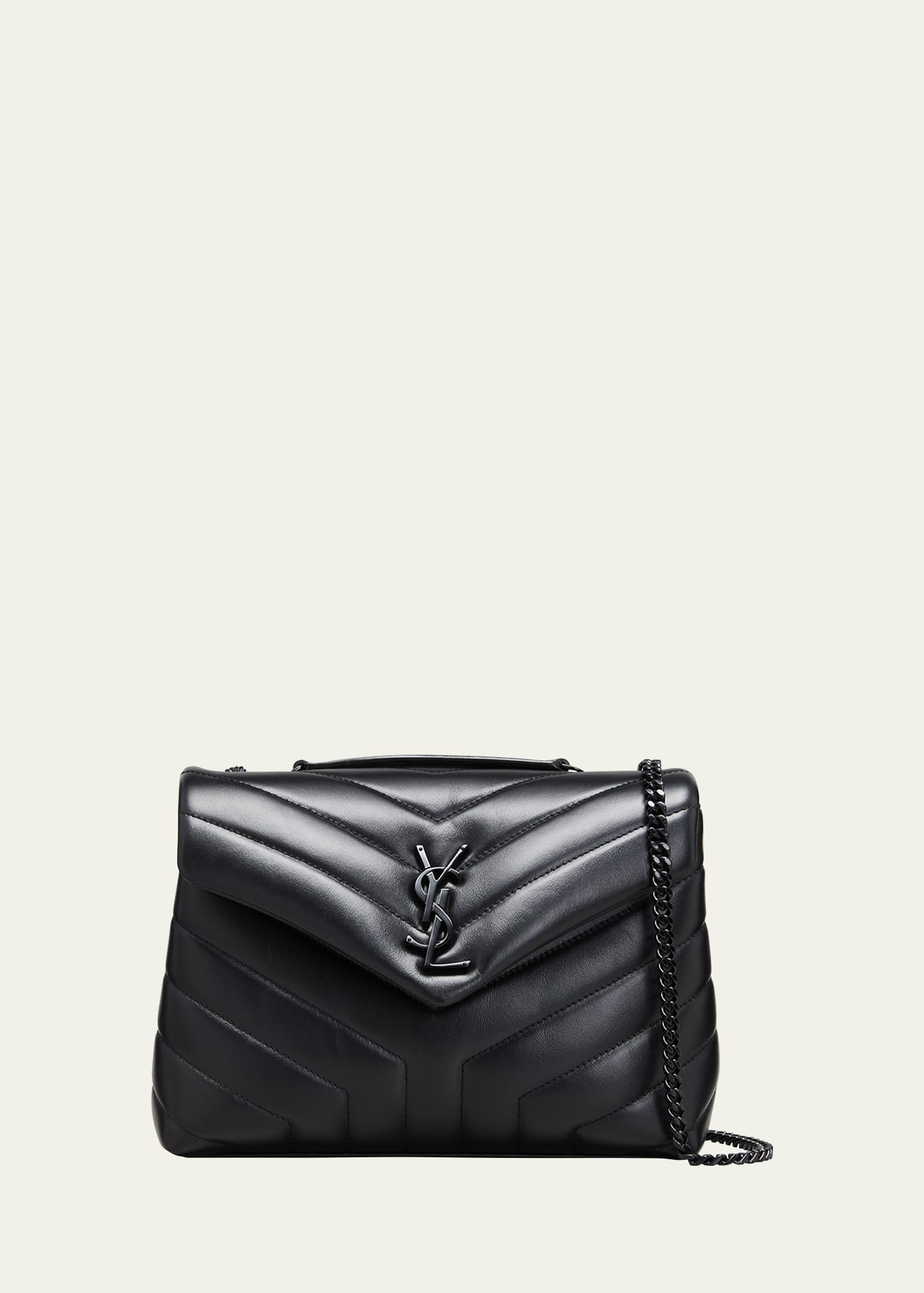 Loulou Small Matelasse Calfskin Flap-Top Shoulder Bag, Matte Black Hardware - 1