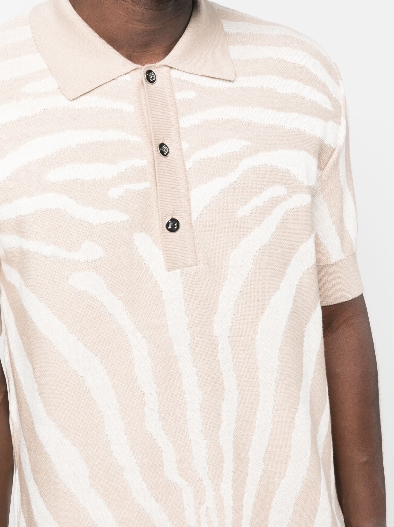 zebra-jacquard polo shirt - 5