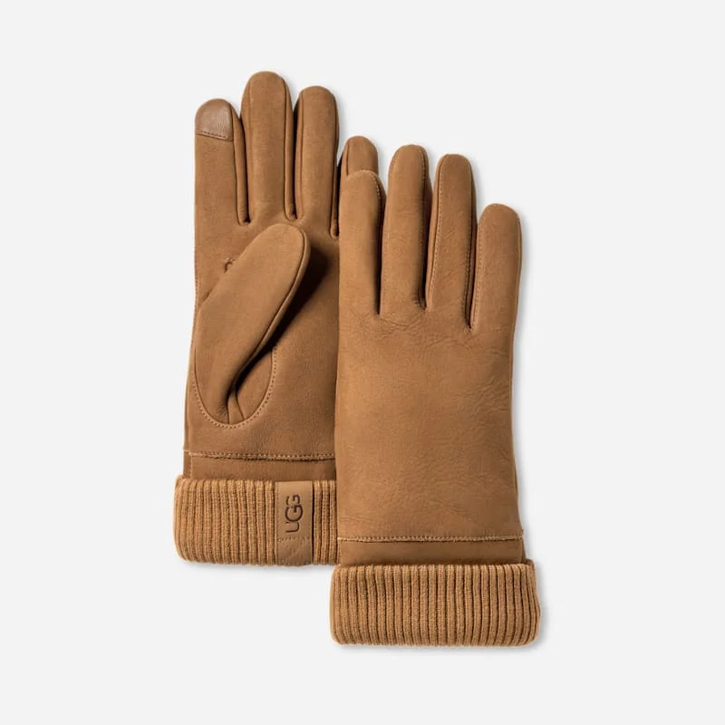 ® Men's Leather Knit Cuff Glove in Chestnut - 1