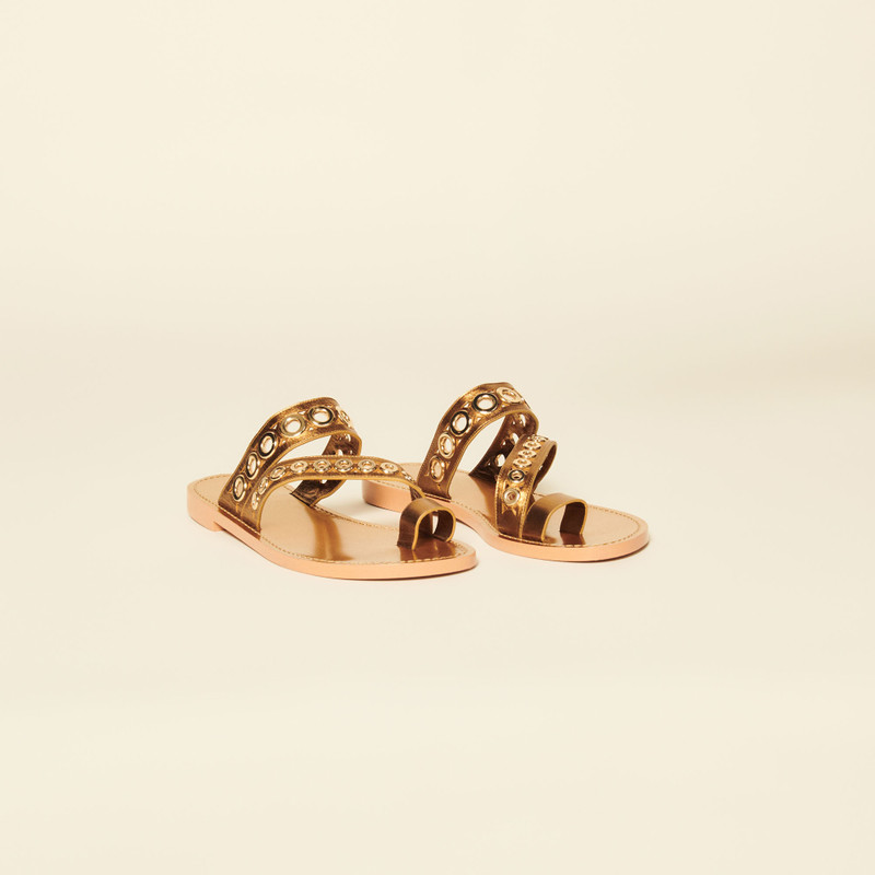Sandro Leather sandals with eyelets outlook