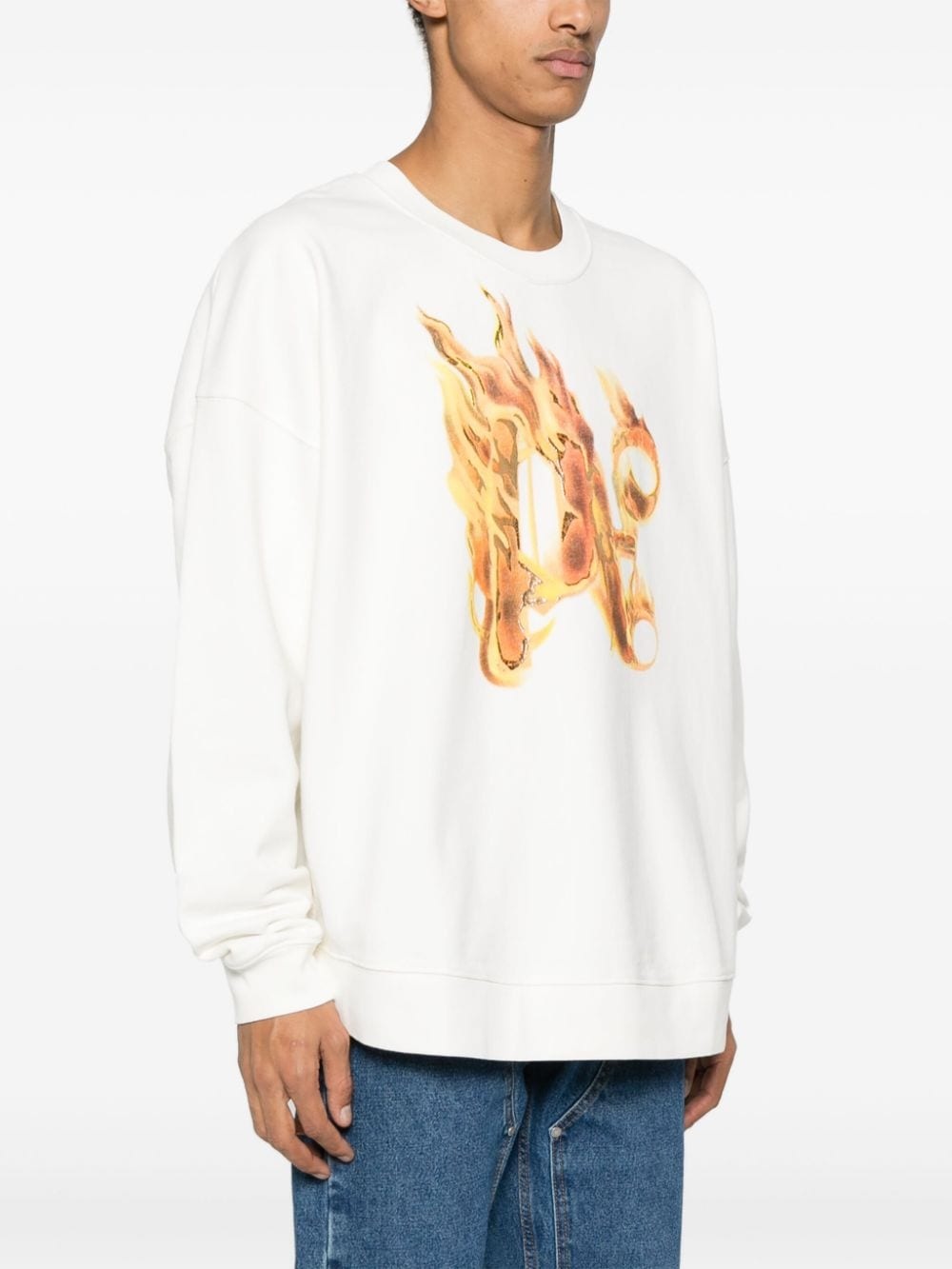 logo-flame print sweatshirt - 3