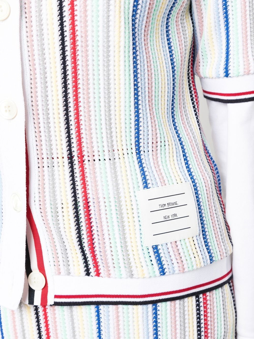 striped short-sleeve cardigan - 5