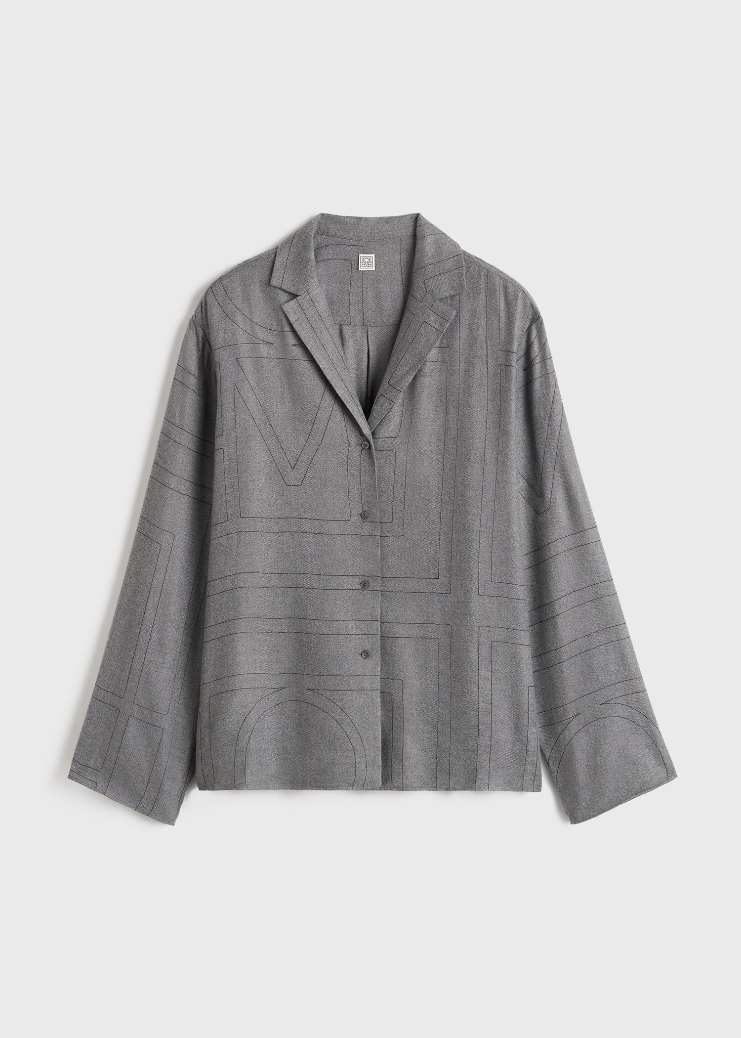 Monogram flannel pj top smoke melange - 1