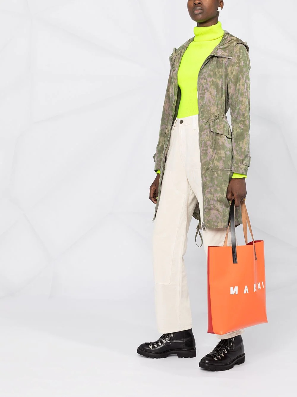 camouflage print drawstring waist coat - 4