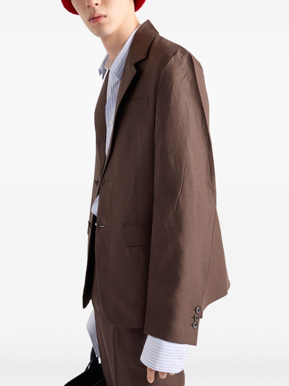 single-breasted linen blazer - 4