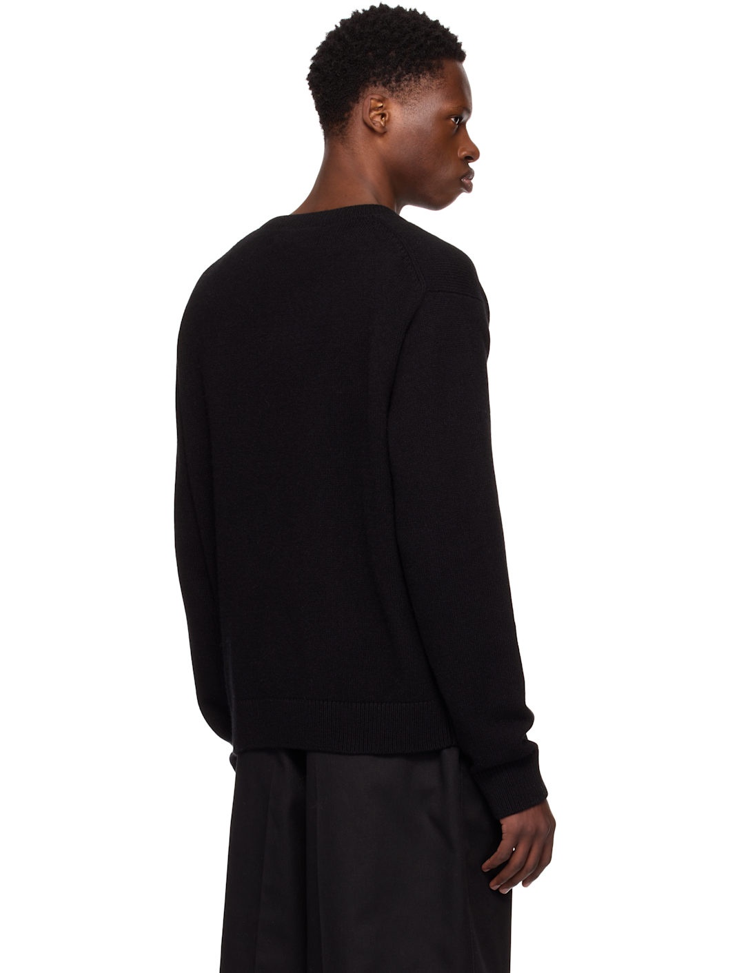 Black Simple Crew Sweater - 3