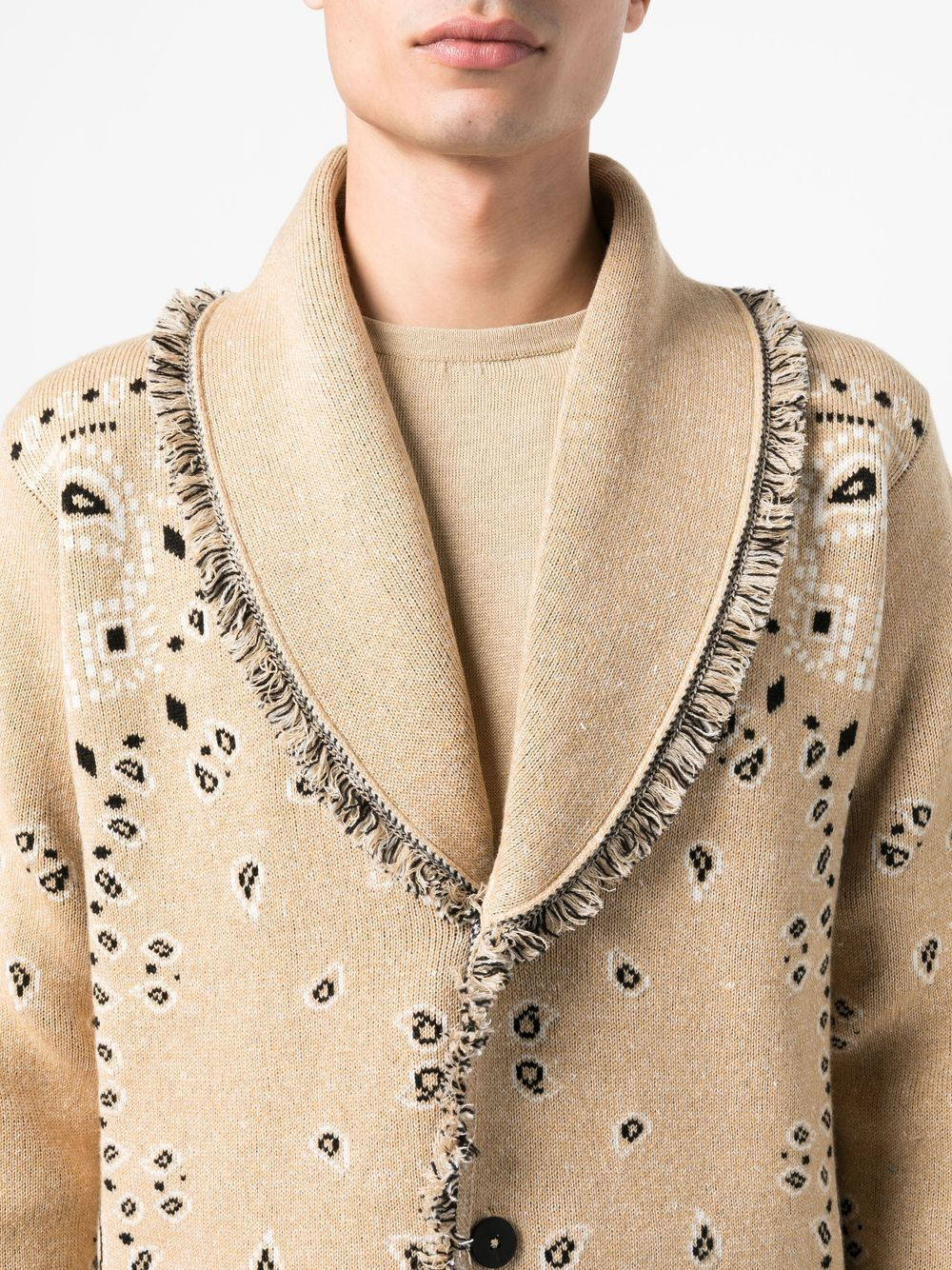 bandana-print jacquard knitted cardigan - 5