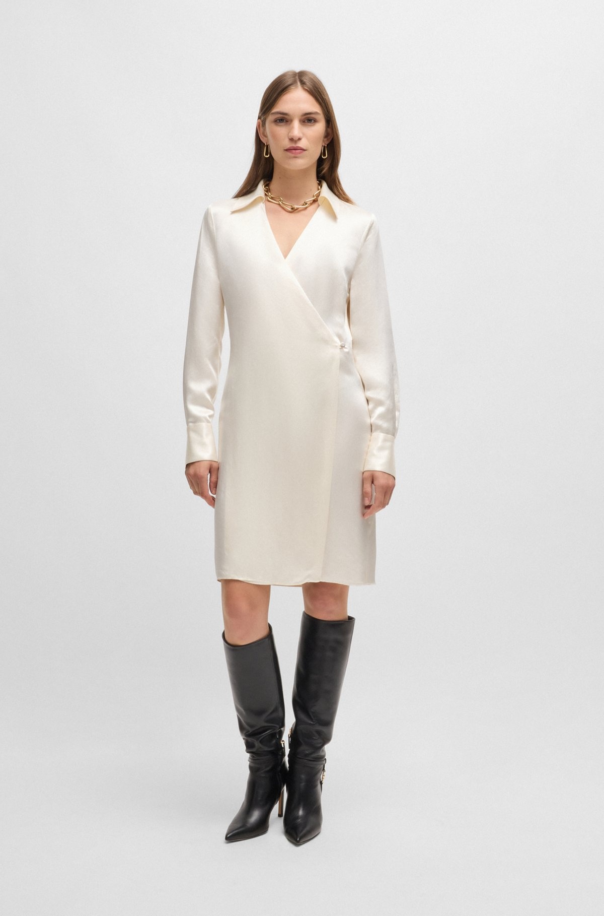 WRAP-FRONT DRESS WITH COLLAR - 3