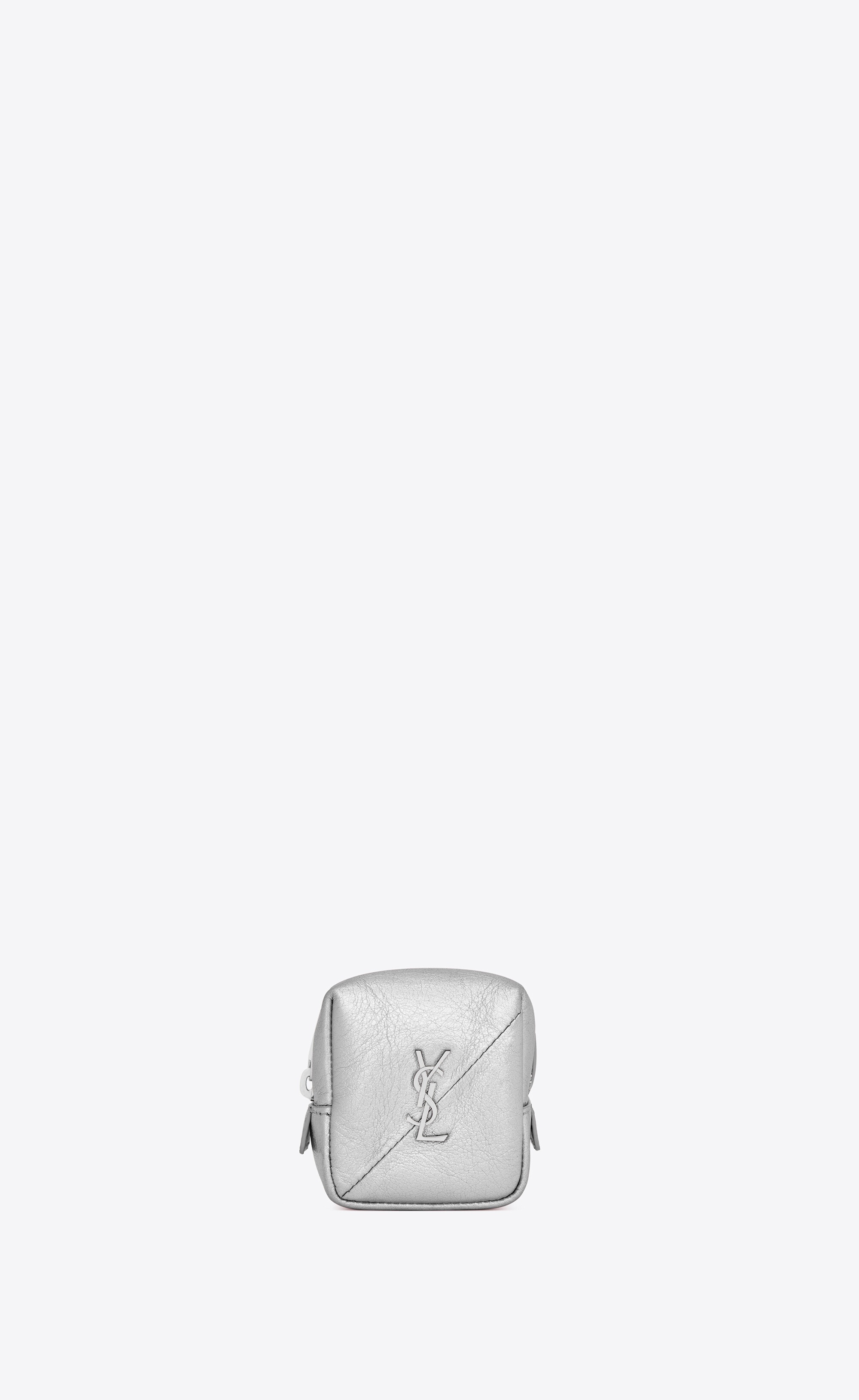 jamie cube charm in crinkled lamé leather - 1