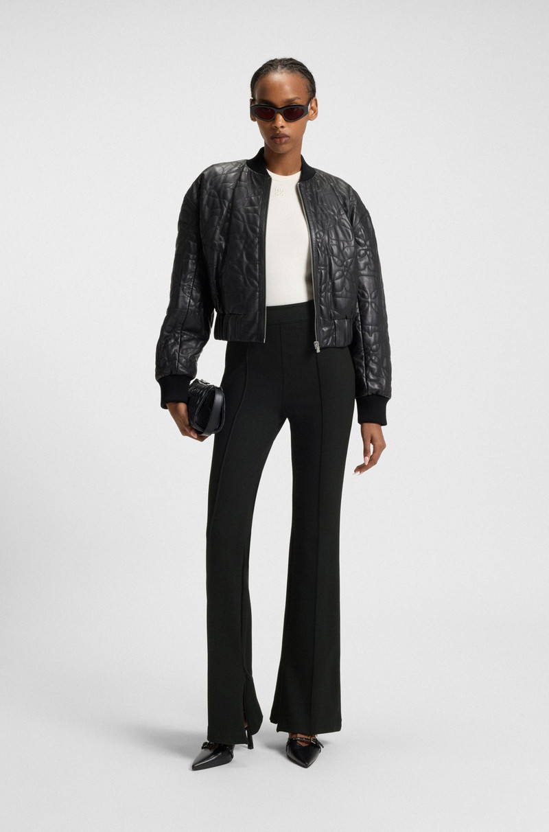 HUGO FLARED TROUSERS IN PUNTO MILANO JERSEY WITH FRONT SEAM outlook