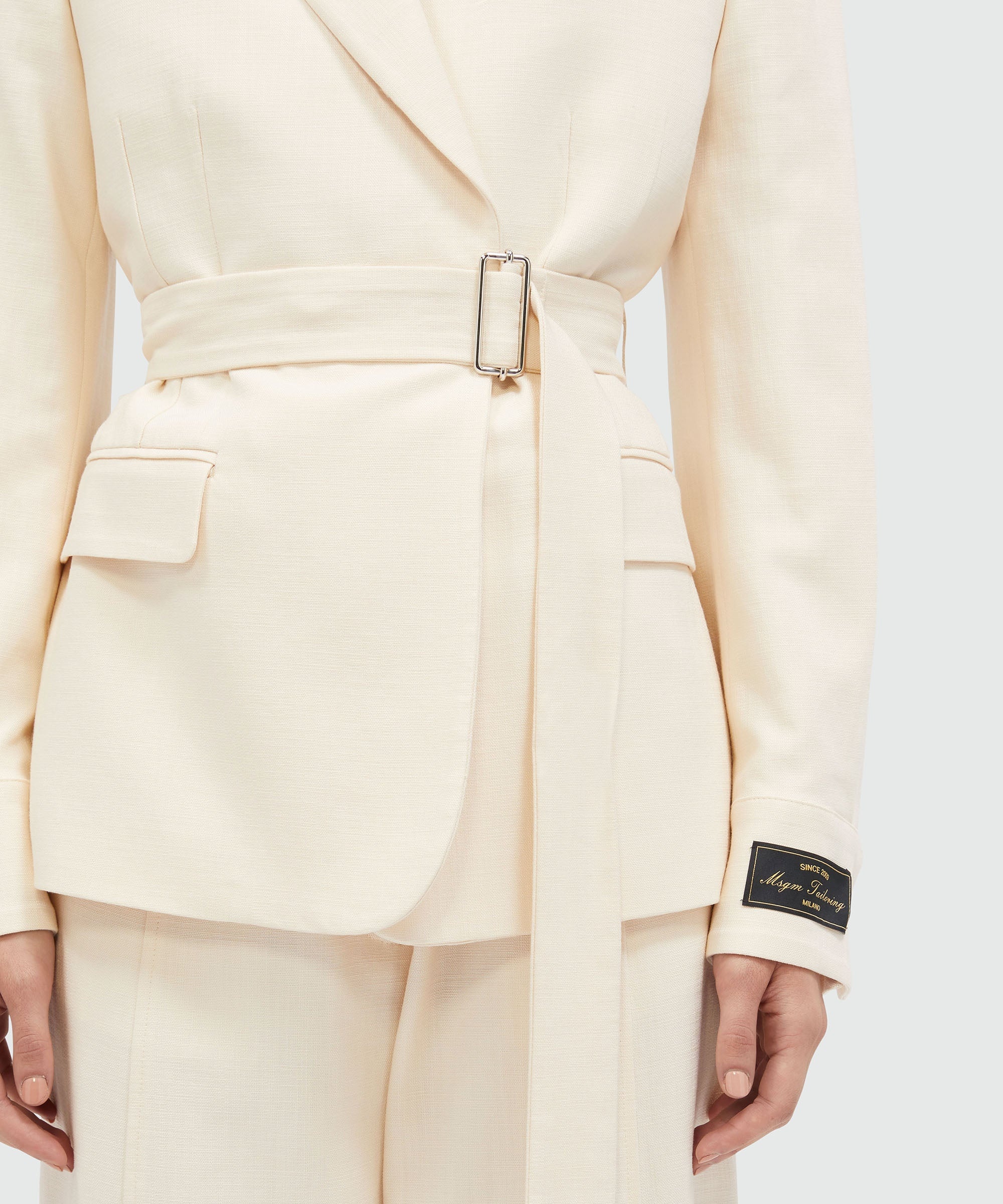 MSGM Tailoring ivory flamed canvas jacket - 5