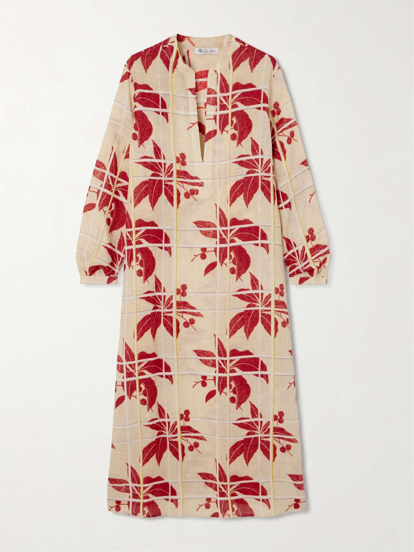 Floral-print linen kaftan - 1