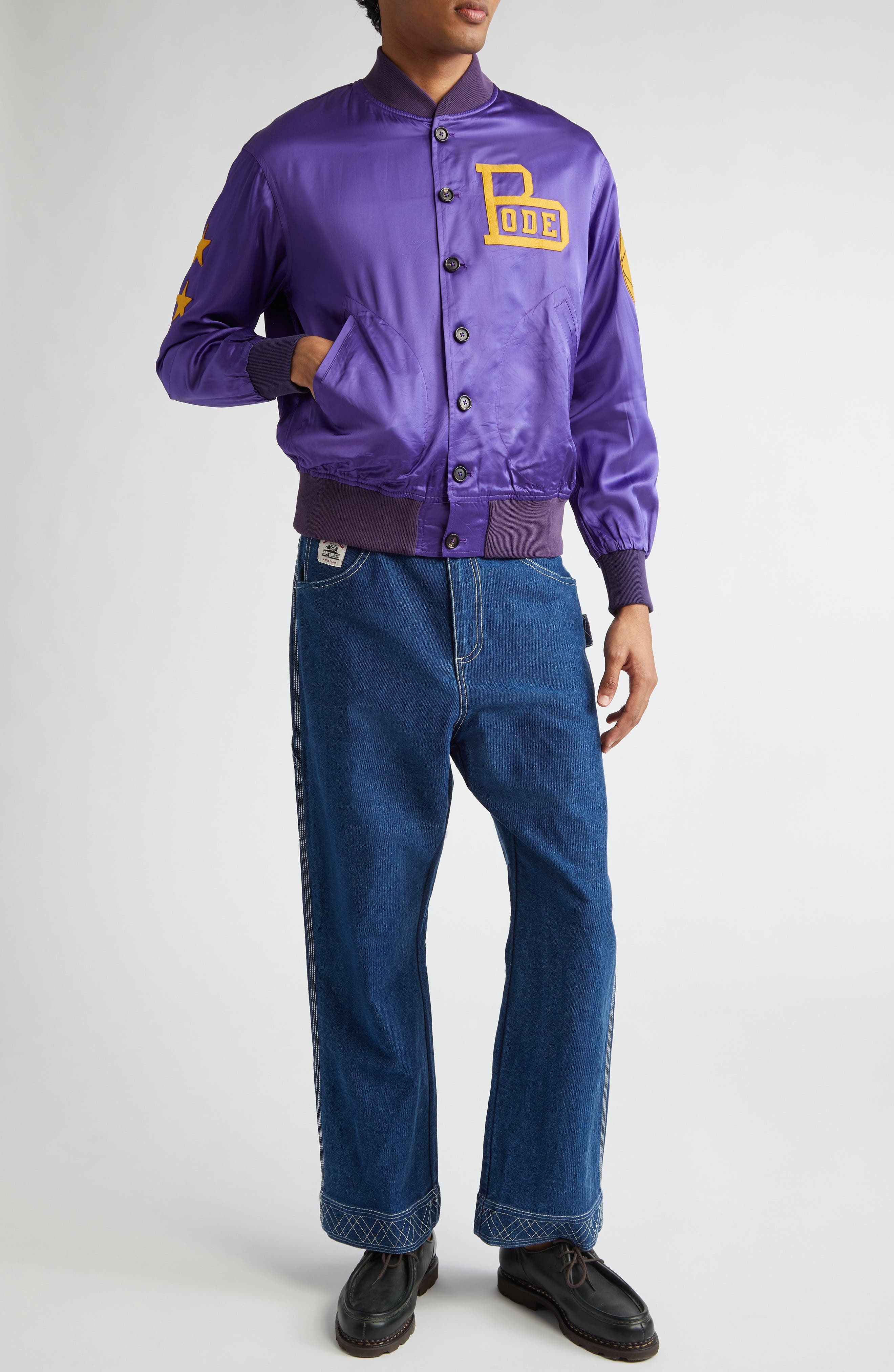 Bode Embroidered Denim Knolly Brook Trousers in Indigo at Nordstrom - 2