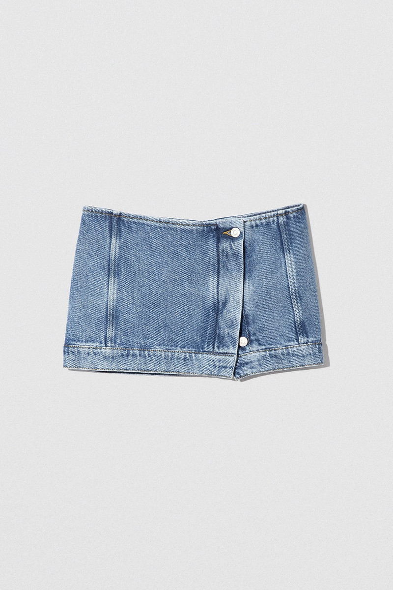 D DENIM MINI SKIRT STONE WASH DENIM 1