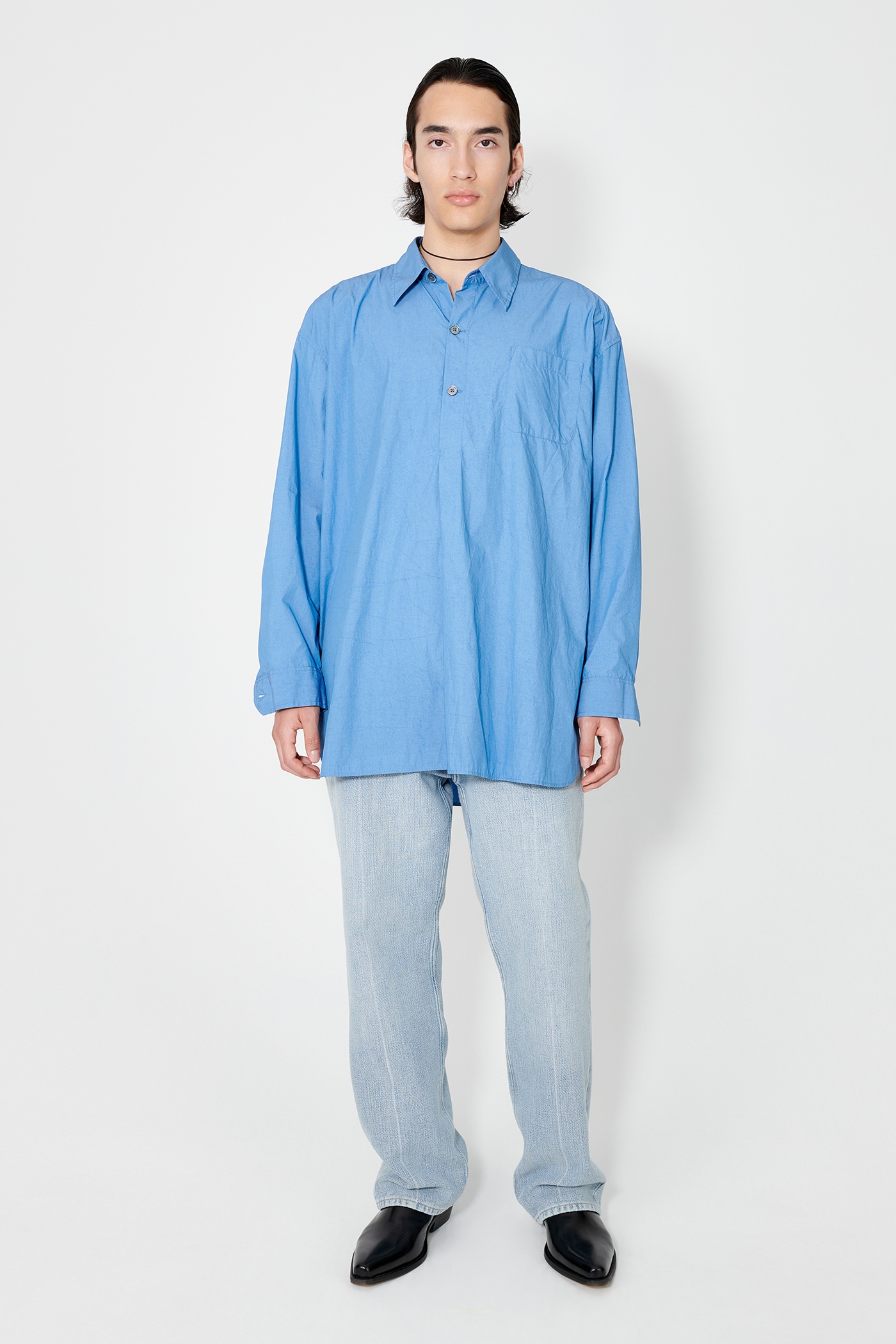 Popover Shirt Antique Blue Parachute Poplin - 1