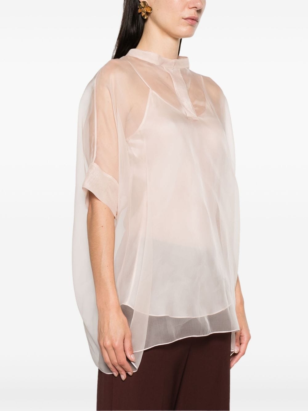 sheer layered silk blouse - 3