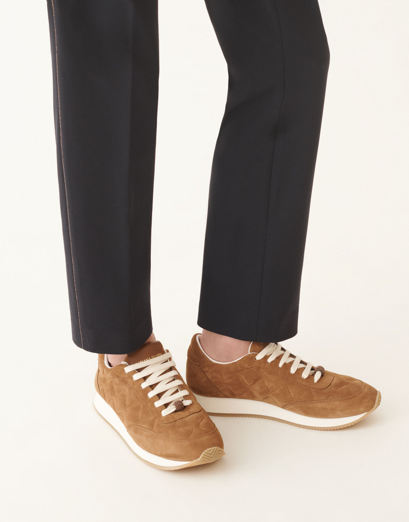 Quilted suede running shoes 4
