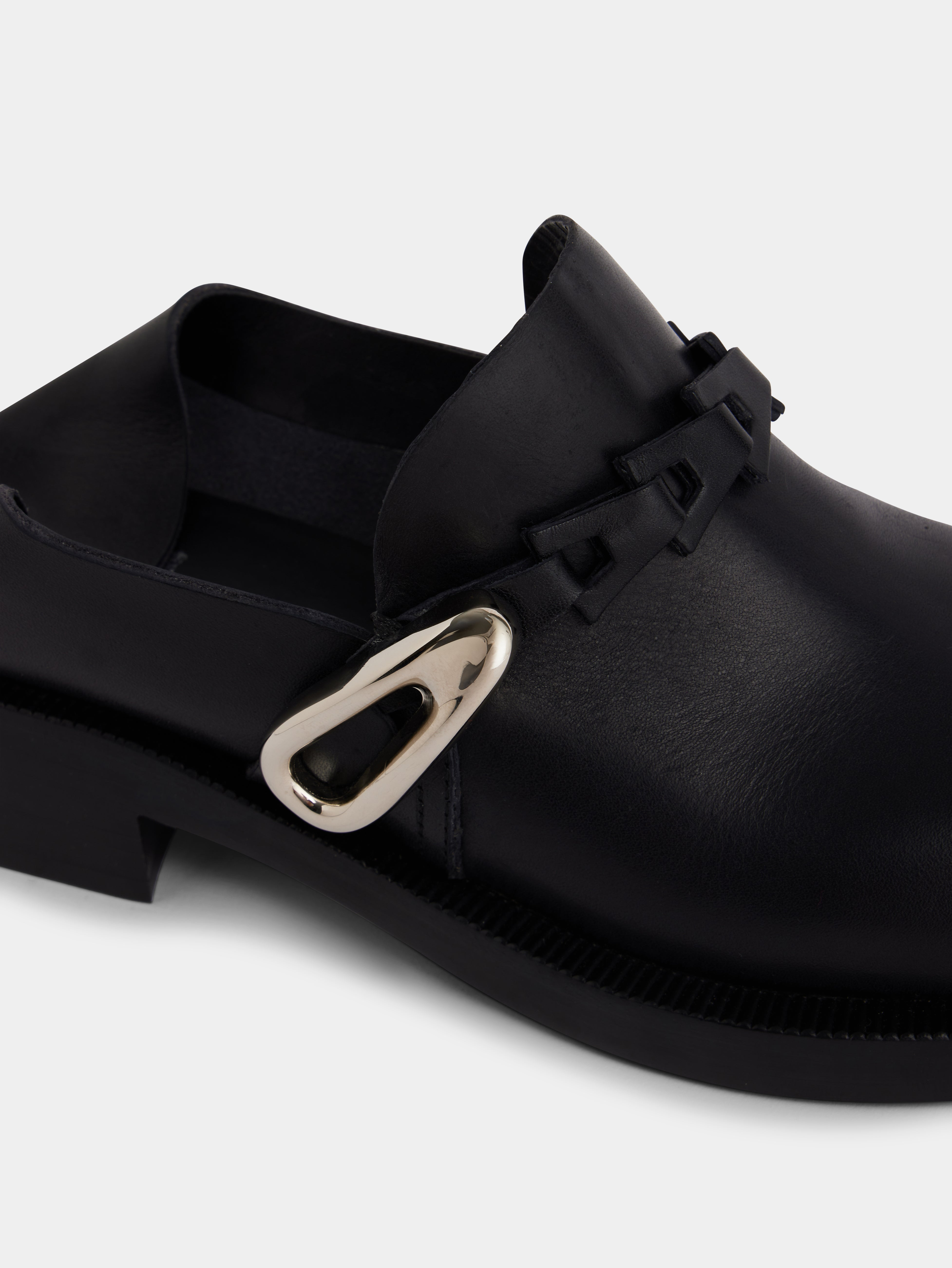 BLACK MULES IN SMOOTH LEATHER - 5
