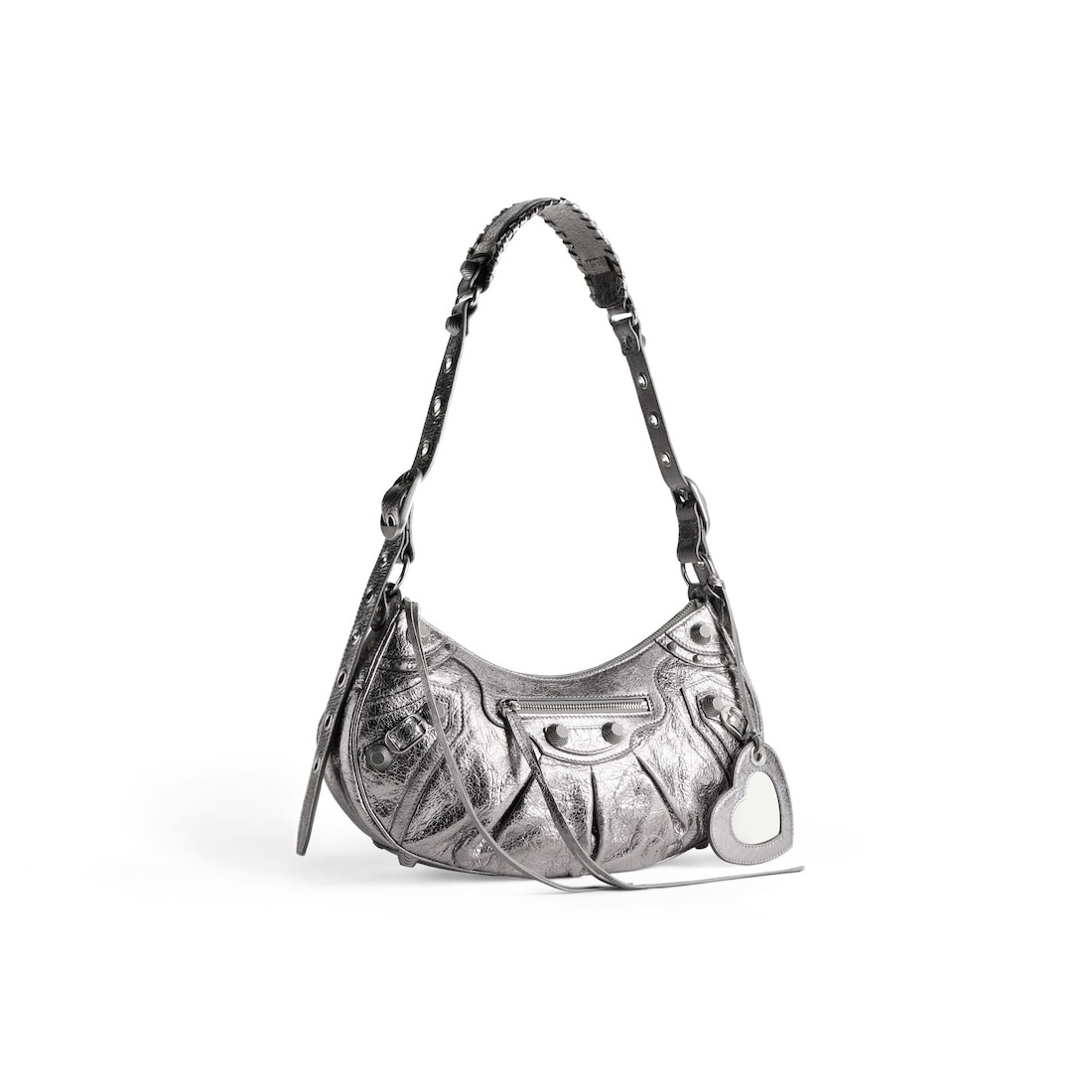 Women's Le Cagole Small Shoulder Bag Metallized in Silver - 2