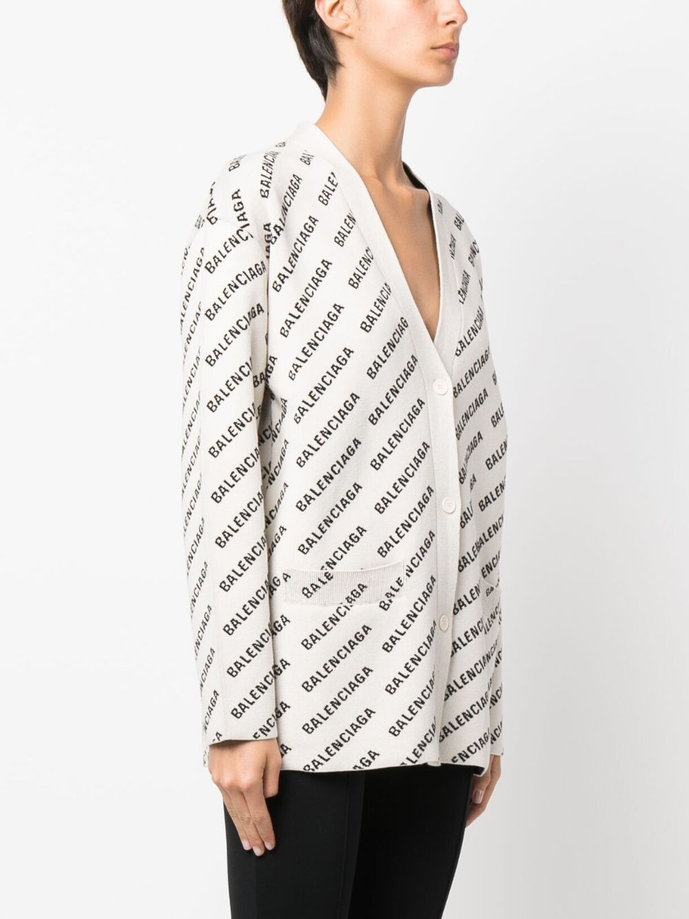 logo-print cardigan - 3