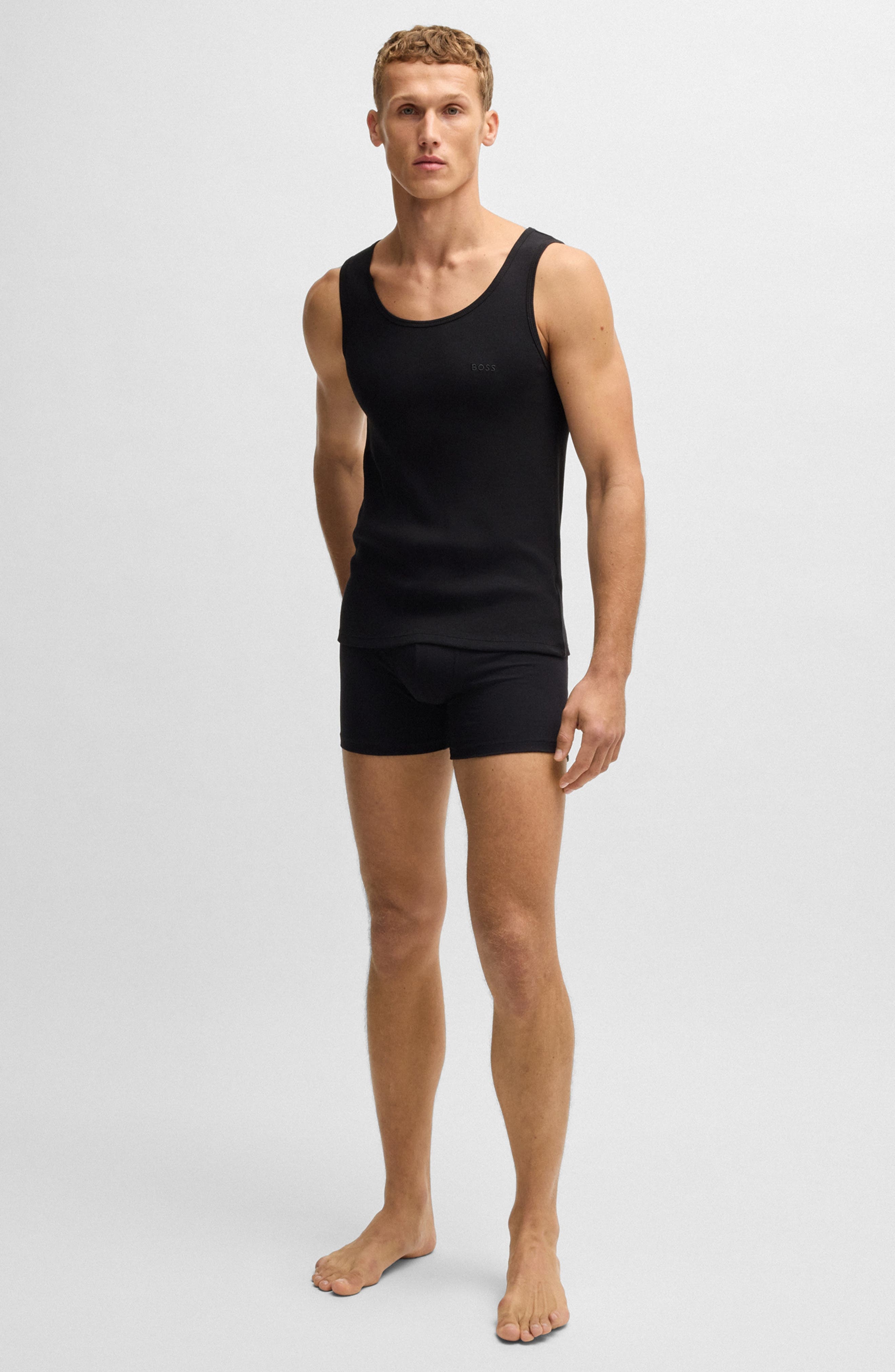 BOSS 3-Pack Ribbed Cotton Tanks in Black at Nordstrom - 6