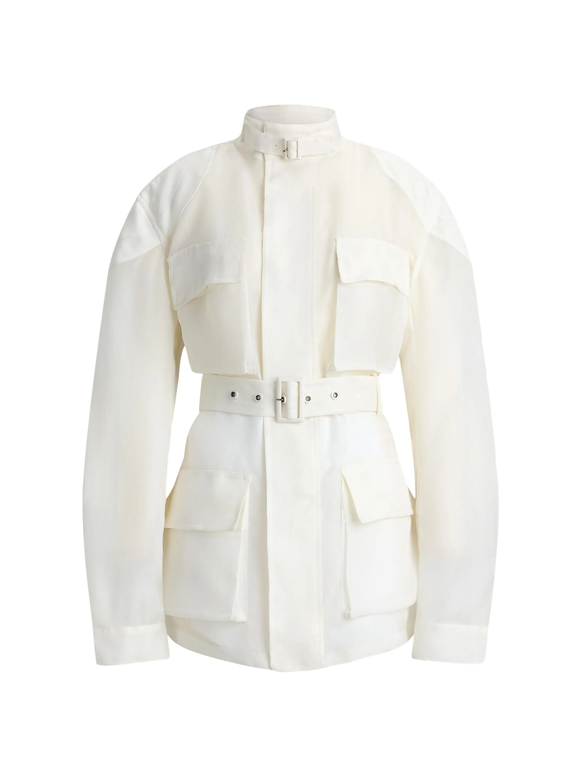 Women's Zaria Silk Gazar Field Jacket - Cream - 1