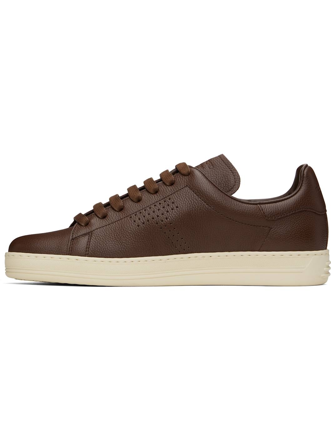 Brown Grained Leather Warwick Sneakers - 3