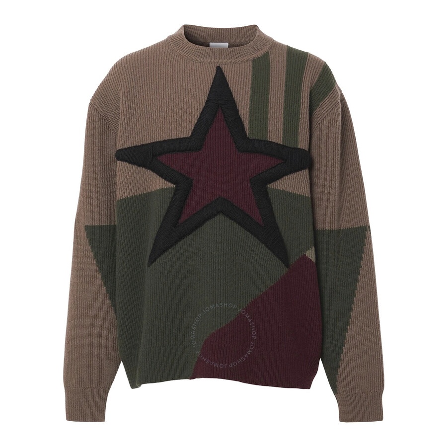 Burberry Men's Khaki Star Intarsia Wool Sweater - 5