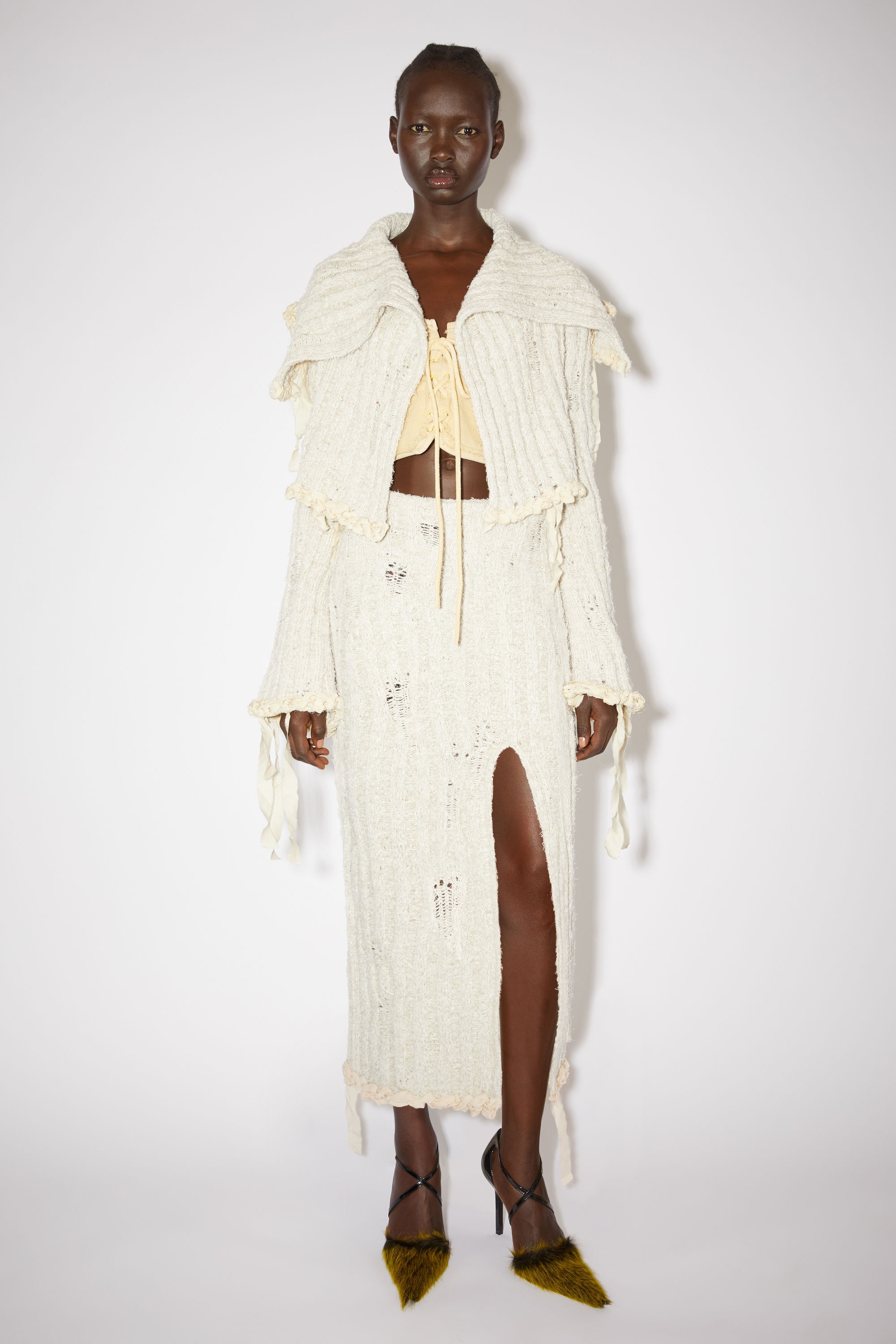 Slit maxi skirt - Ecru/white - 2