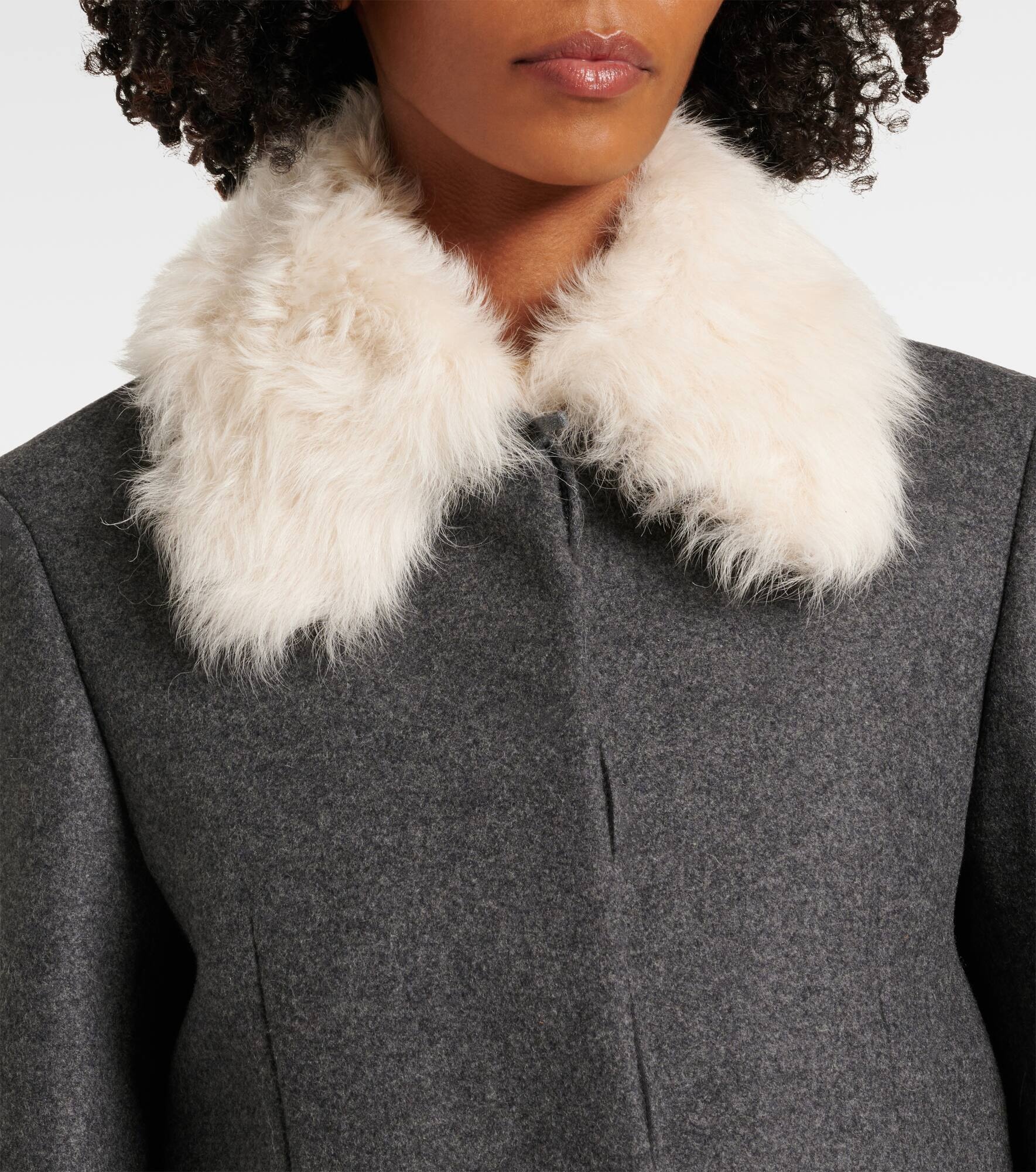 Shearling-trimmed wool-blend jacket - 4
