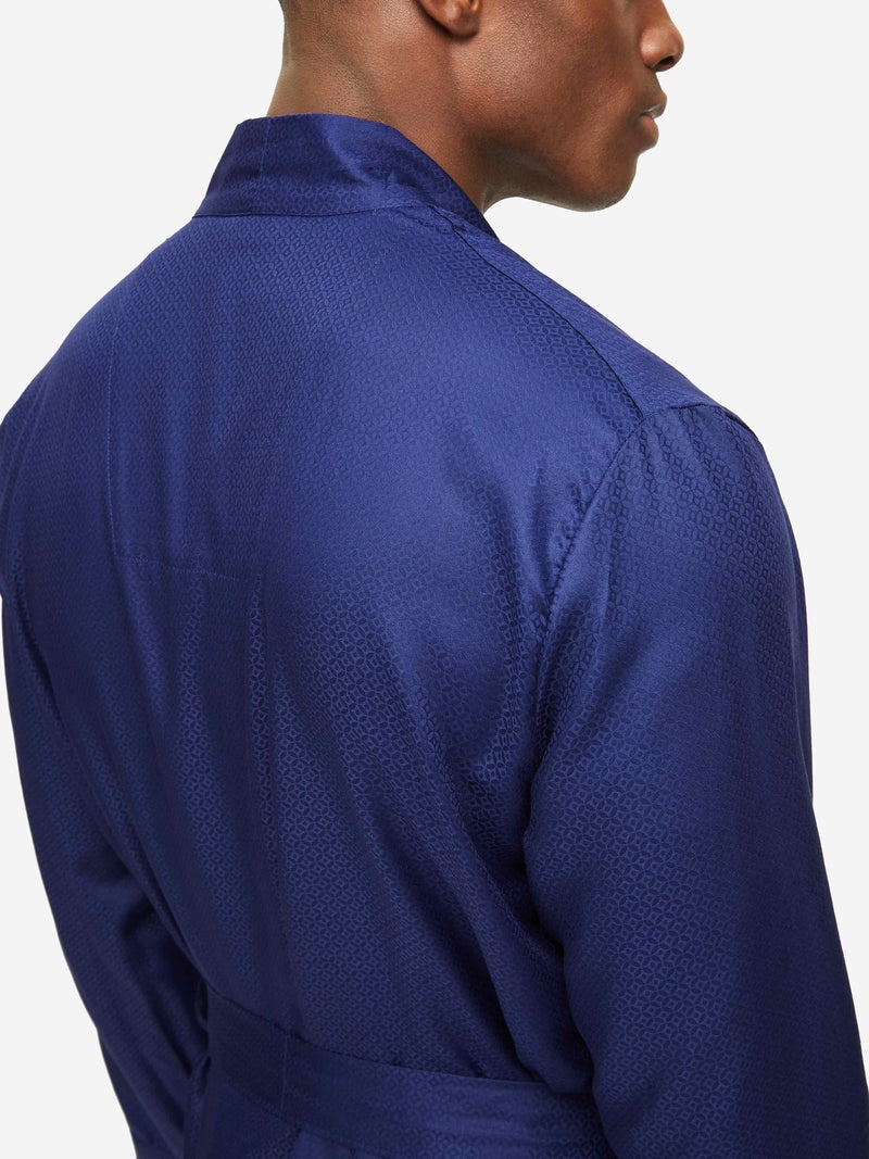 Men's Lounge Gown Lombard 6 Cotton Jacquard Navy - 7