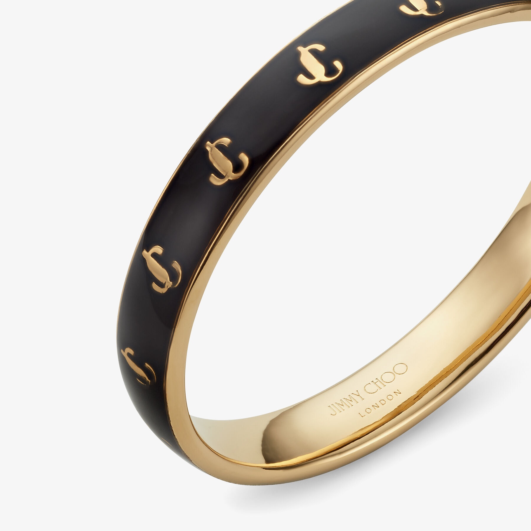 JC Enamel Bangle
Gold-Finish Metal and Black Enamel JC Bangle - 5