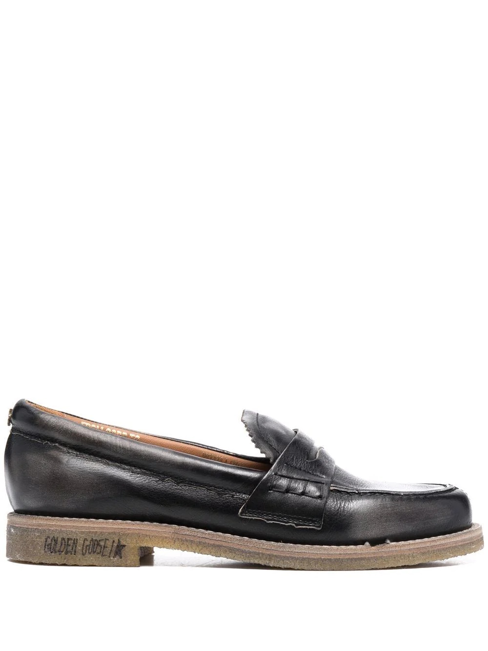 distressed effect logo-print loafers - 1