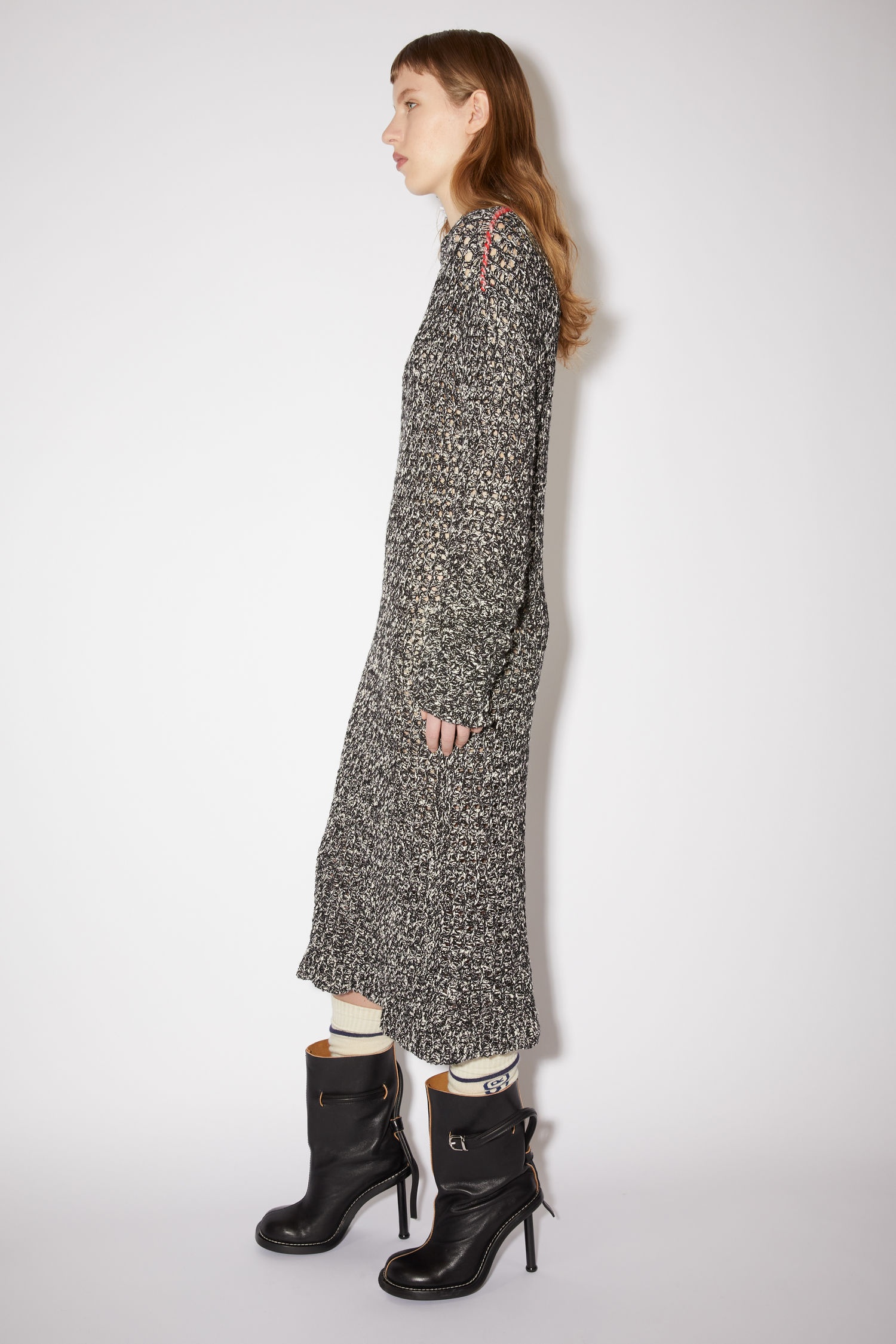 Open-knit dress - Black/white - 4