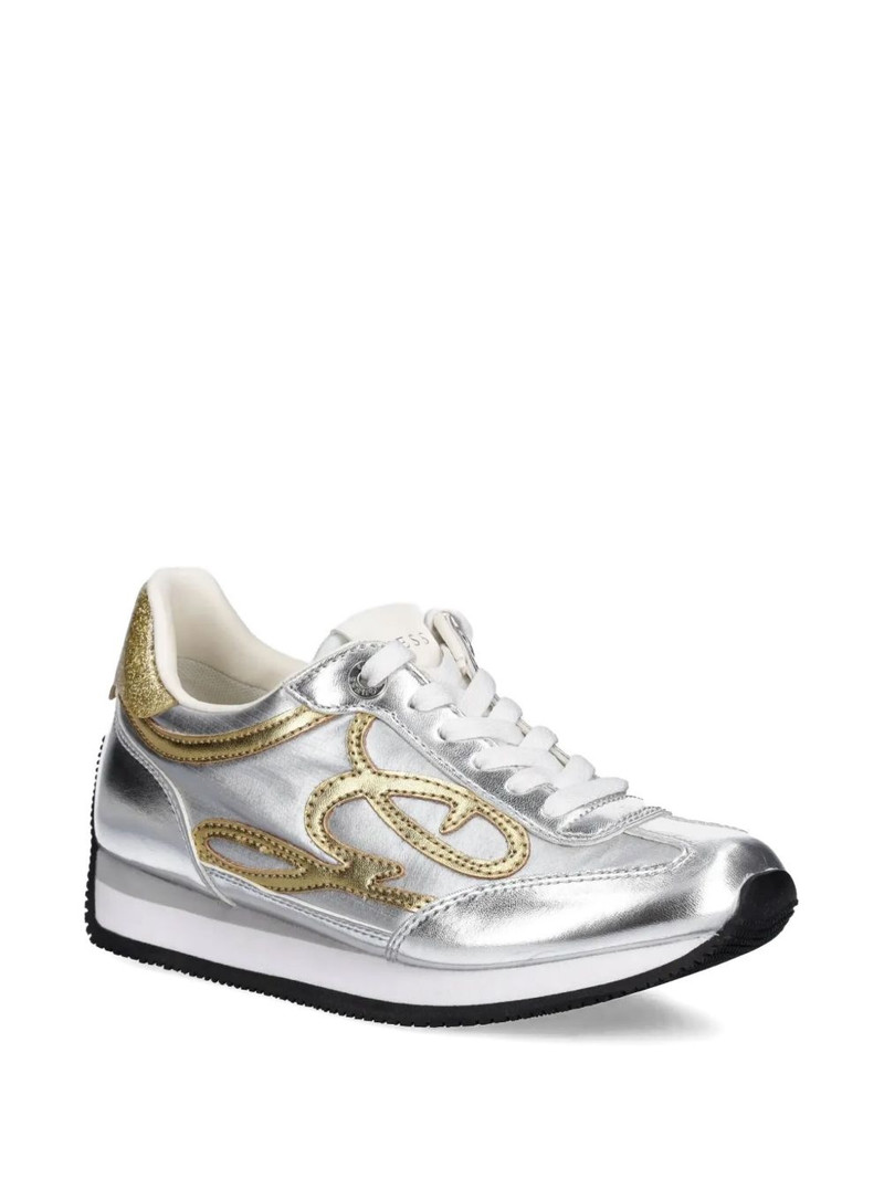 GUESS USA Skroll metallic-effect lace-up sneakers outlook