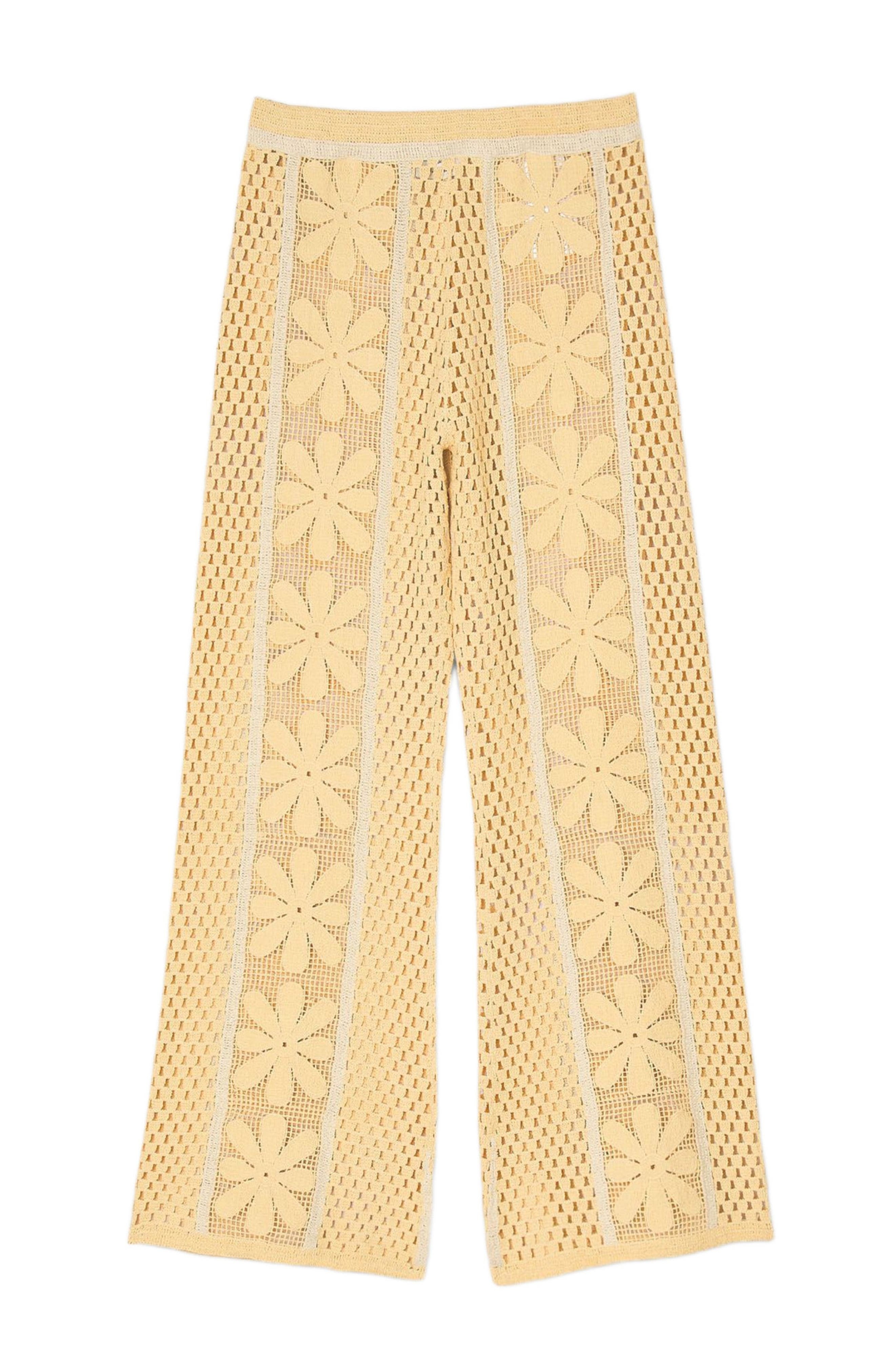 SANDRO Crochet straight-leg trousers in Yellow at Nordstrom - 5
