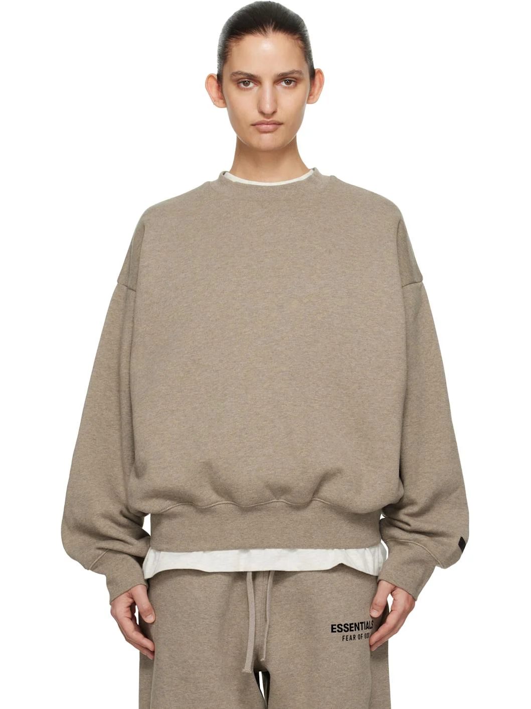 Beige Classic Crewneck Sweatshirt - 1