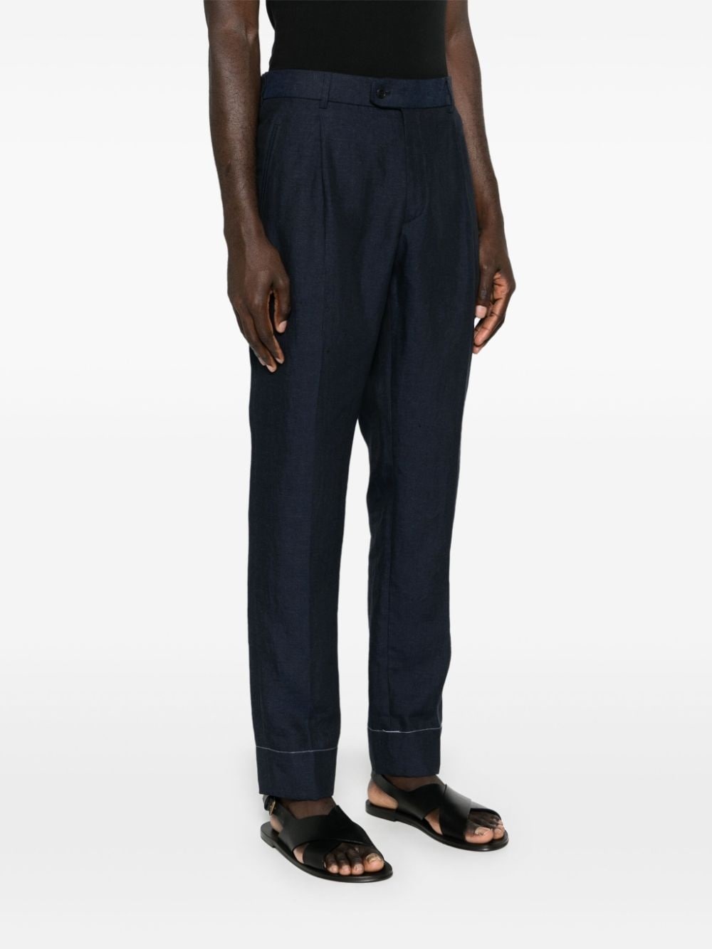 tapered-leg linen trousers - 3