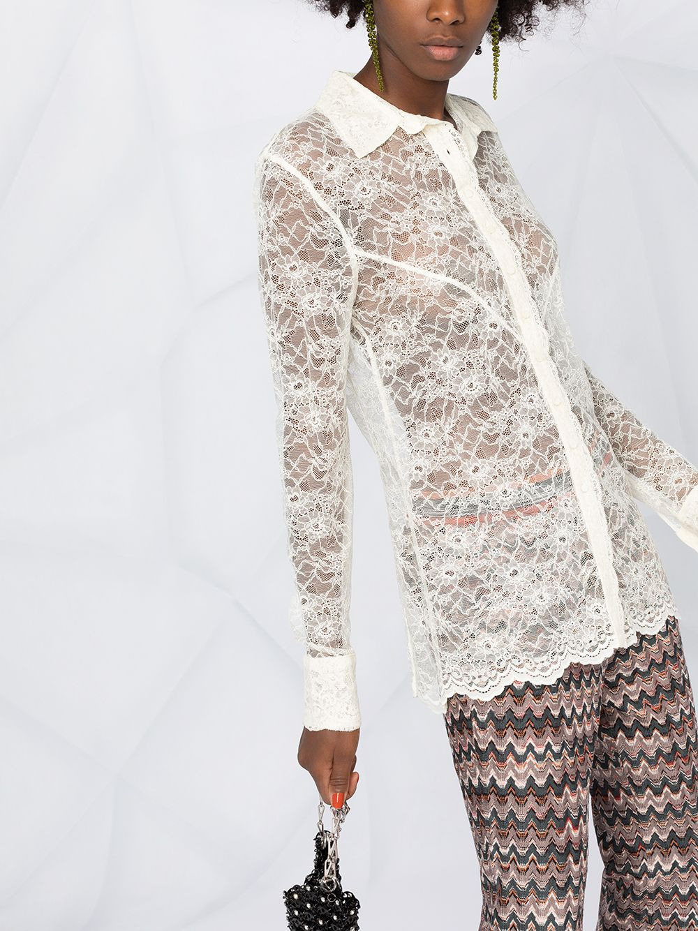 sheer lace shirt - 3