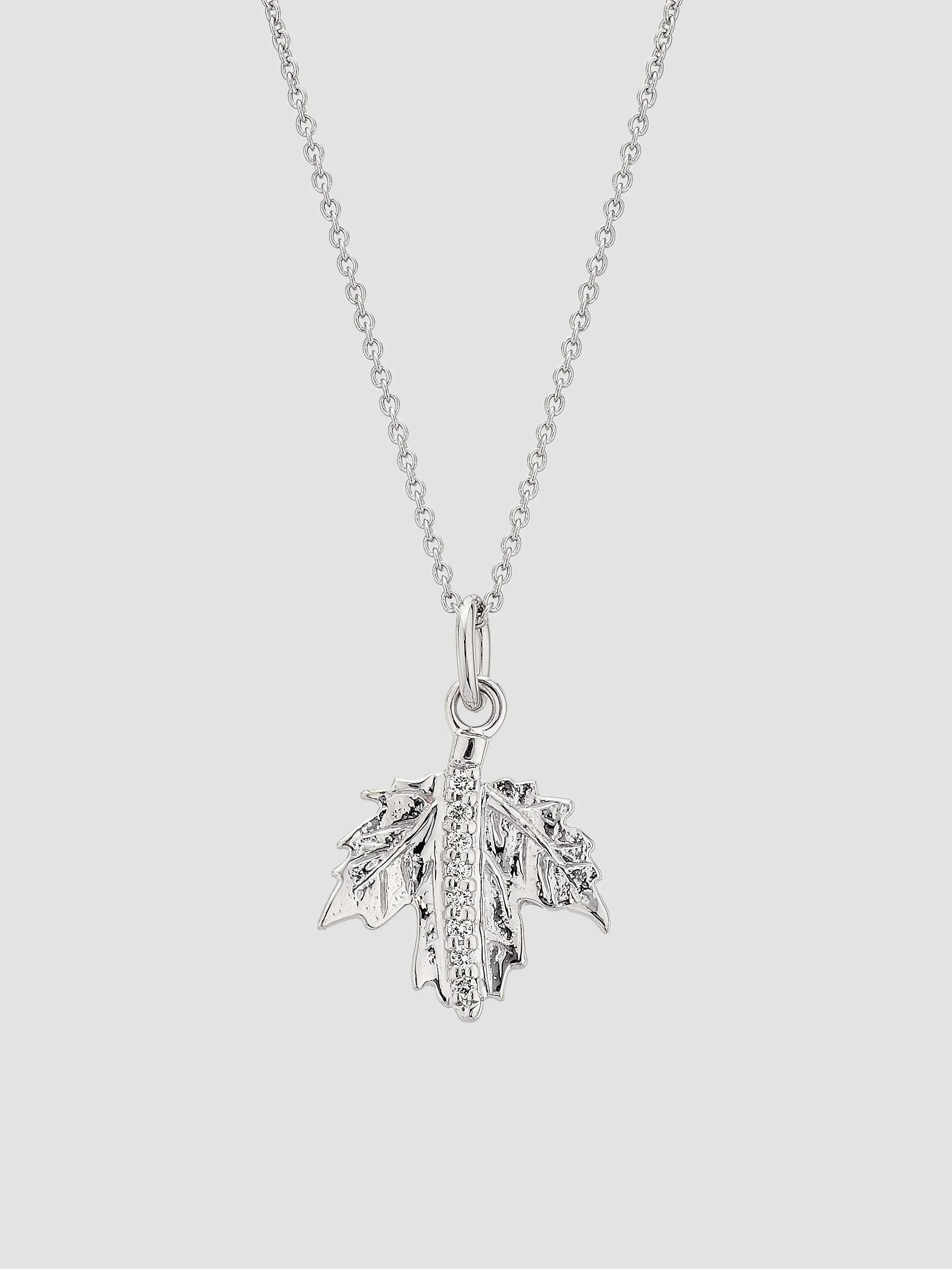 Women's Tiny Treasures 18K White Gold & 0.05 TCW Diamond Maple Leaf Pendant Necklace - White Gold - 1