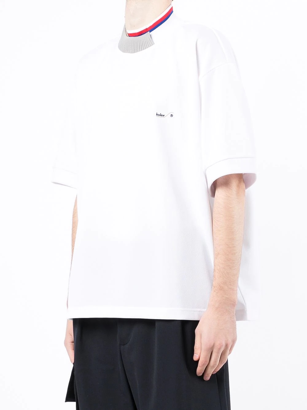 deconstructed neckline T-shirt - 3