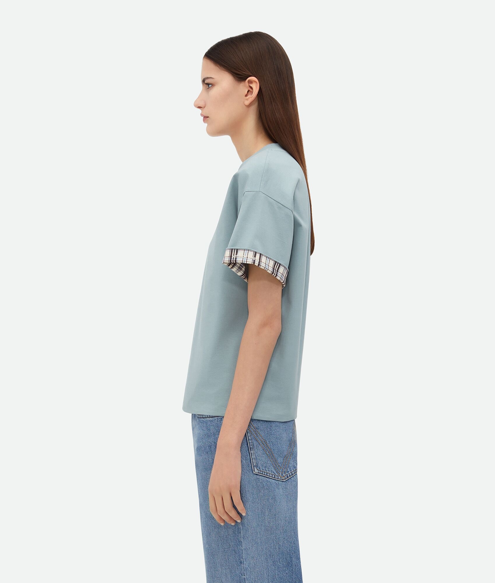 Double Layer Checked Cotton T-Shirt - 2