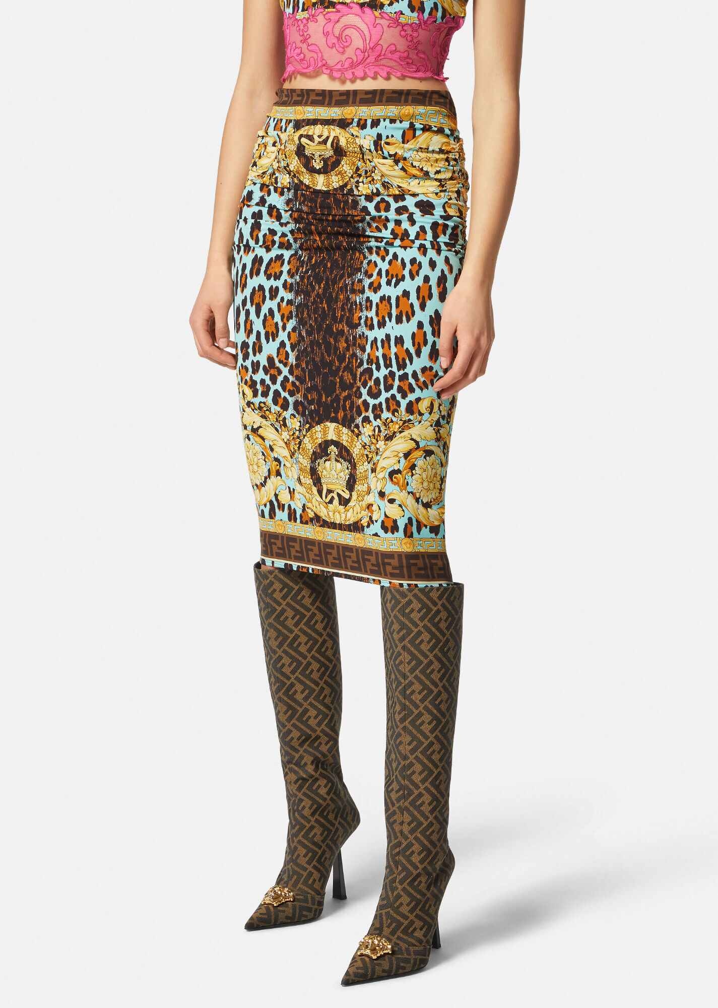 Fendace Wild Baroque Ruched Midi Skirt - 3