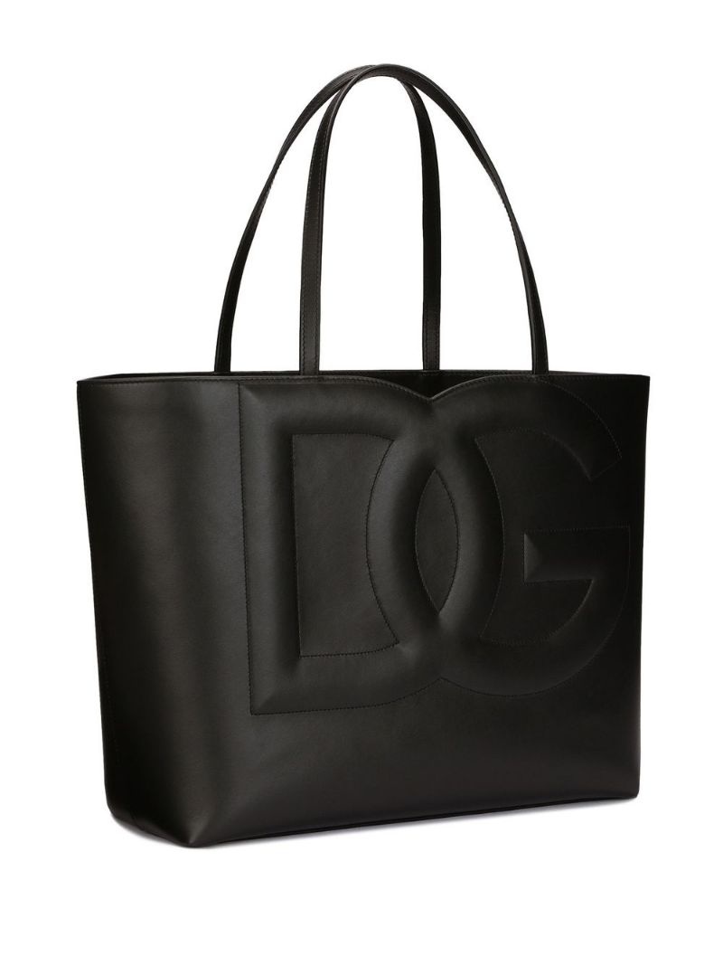 embossed-logo leather tote bag - 4