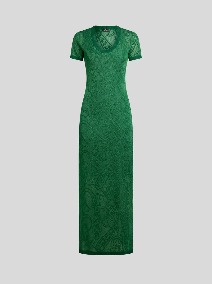 JACQUARD LONG DRESS WITH FLORAL PAISLEY MOTIF - 1