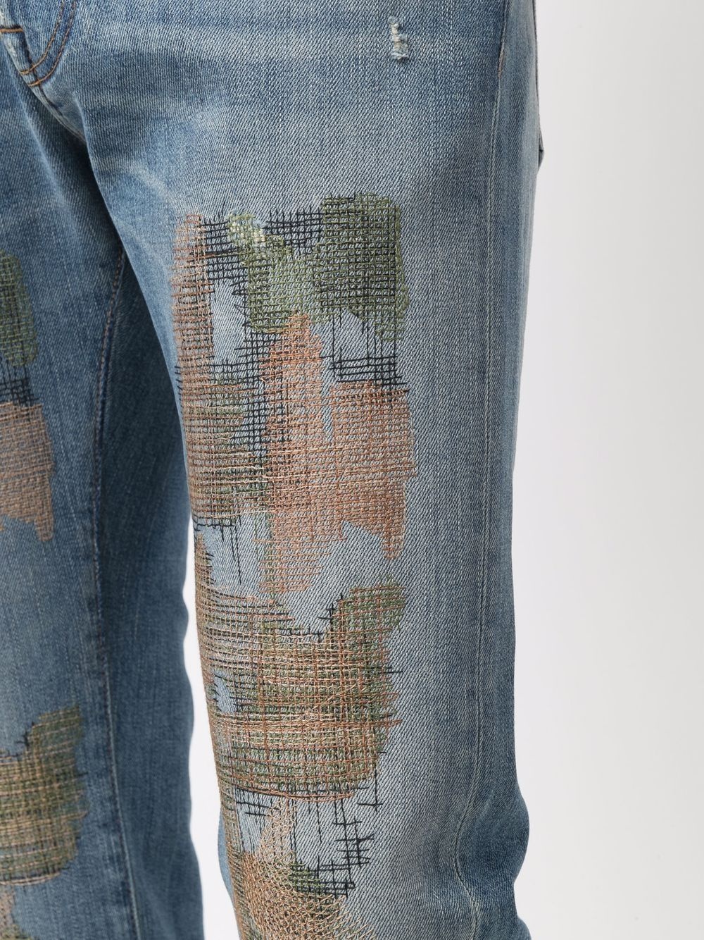 camouflage-embroidery jeans - 5